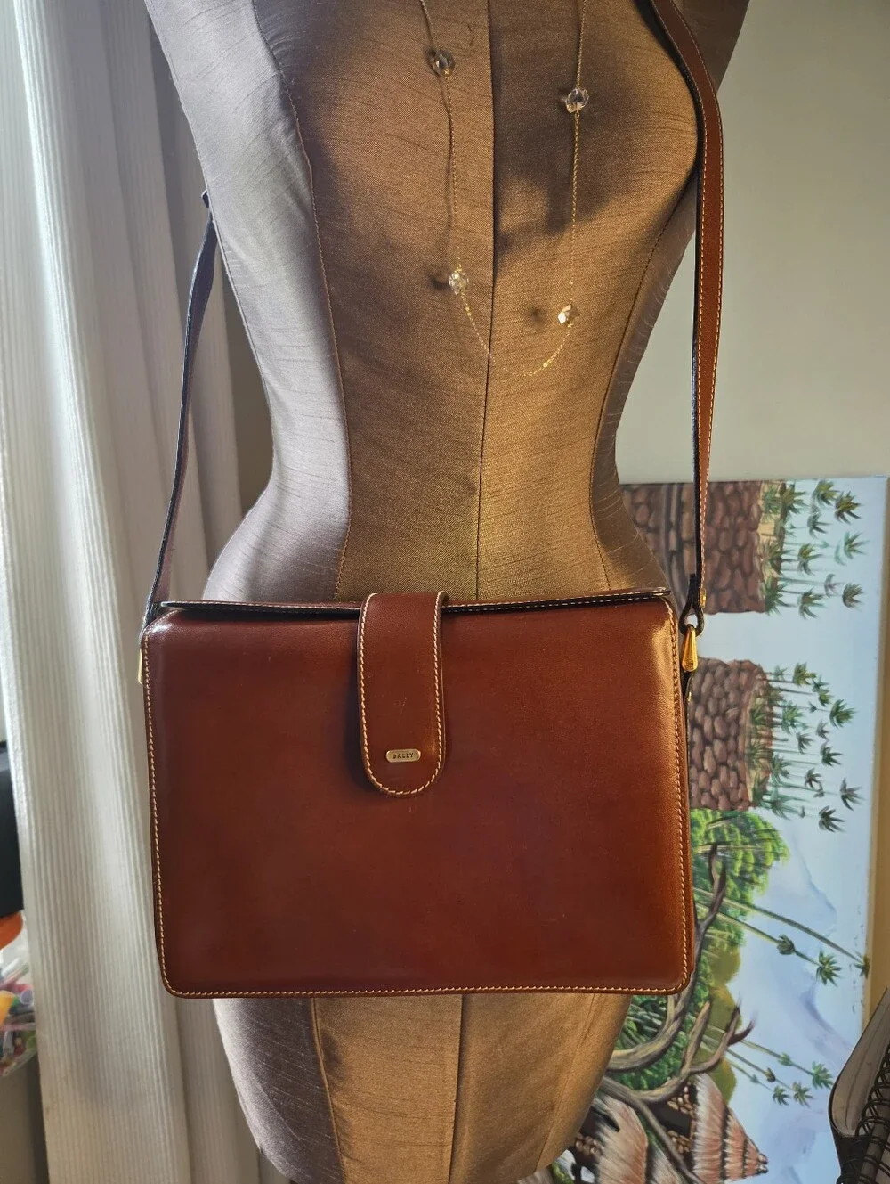 Bally Brown Leather Shoulder Bag Cross Body Front Flap Purse Gorgeous